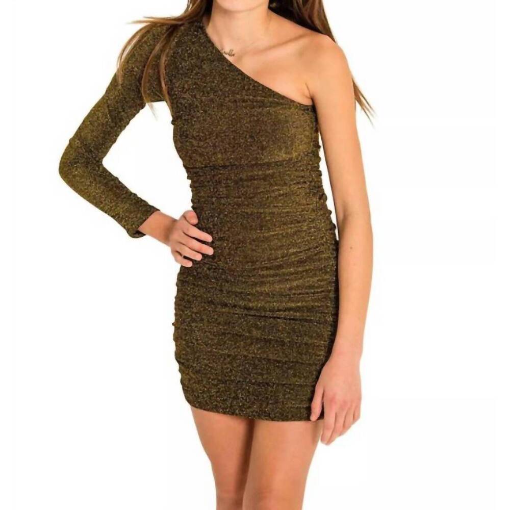 NEW THEME girl's harlow one-shoulder dress in gold